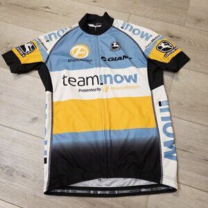 Giordana Cycling Jersey Men's Medium Blue Yellow Black Full Zip Short Sleeve